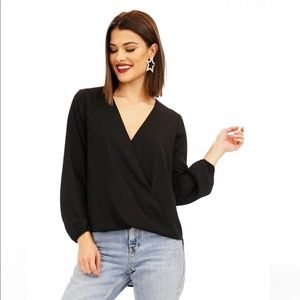Veronica M Navy Surplice Blouse